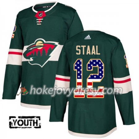 Dětské Hokejový Dres Minnesota Wild Eric Staal 12 2017-2018 USA Flag Fashion Zelená Adidas Authentic